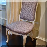 F09. One of a pair of French side chairs, newly reupholstered with Fortuny silk . 
